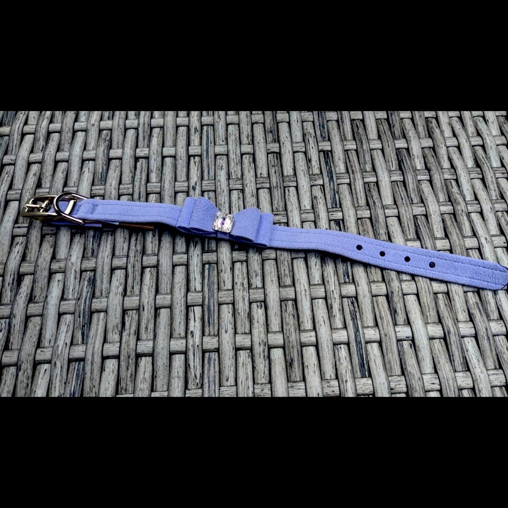 Susan Lanci Ultrasuede Lavender Swarovski Dog Collar / Extra Small